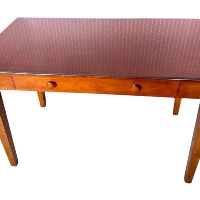 Glass Top Wood Computer Desk