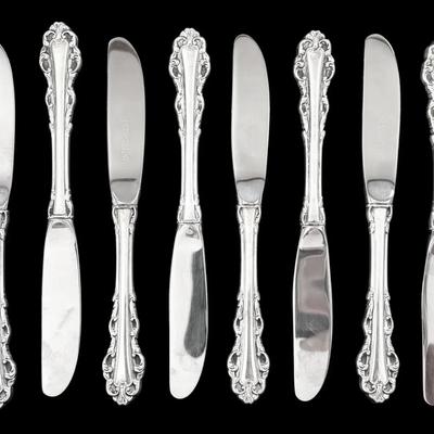 Lunt Dresden Scroll Sterling Silver Handled Butter Knives (280g Total)