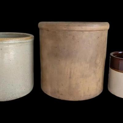 3 Stoneware Crocks 