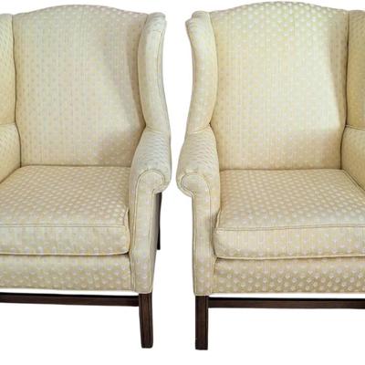 Pair of Ethan Allen Yellow Upholstered Chairs