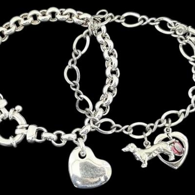 Two Sterling Silver Charm Bracelets