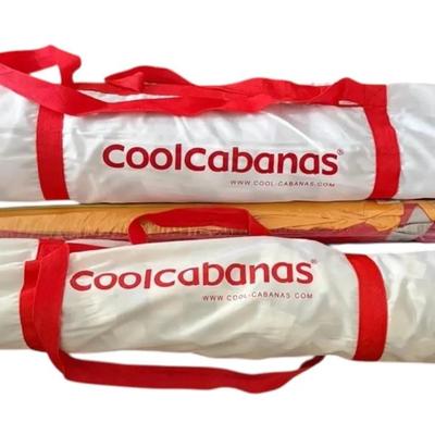 2 Navy & White Striped Cool Cabanas & Beach Umbrella 