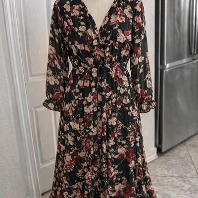 Chaps Navy Floral Blouse & Dress, XXL, NEW With Tags