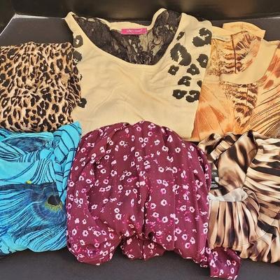 Animal Print Tops - 6 Cute Tops, Size L, XL, 2XL, Peacock, Cheetah, Leopard 