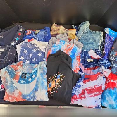 Patriotic Women's Tops - 15, 2XL, 3XL, XL+, Stars & Stripes, US Flags, Lace, Short Sleeve