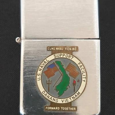 Vintage Penguins Chrome Lighter - Vietnam War Era, US Naval Support Facility, Vietnam