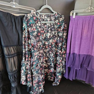 2 Gorgeous Skirts & 1 Floral Lace Top - Large Top, Unknown Size Skirts, Purple, Black, Frill