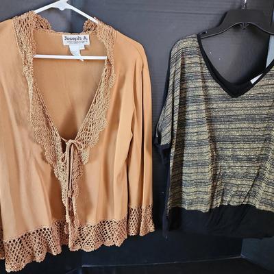 Night Out Sparkly Top & Cardigan - L & XL, Gold Large Joseph A. Cardigan