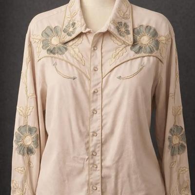 Beautiful Ann 'N Eve Embroidered Western Button Down Top, Women's Large, Mother Of Pearl Buttons