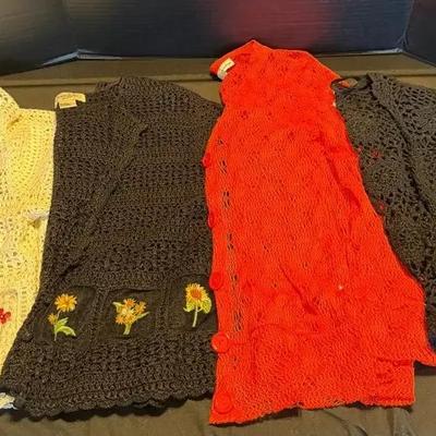 4 Breathe-able Sweaters - Teddi - 3 Short Sleeve 1 Long Sleeve - Floral - Orange Black and White 