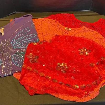 4 Mesh and Lace Shawl Tops - Butterfly, Sequin, Lace - Lei, Justice, No Boundaries - Size XL