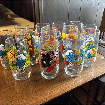 Retro Collectible Smurf Drinking Glasses (Set Of 13)