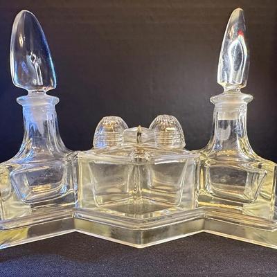 Bohemian Crystal Cruet Salad Set - Made In Czechoslovakia