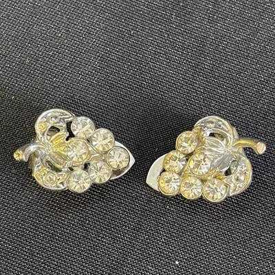 Silver & Rhinestone Lapel Clips