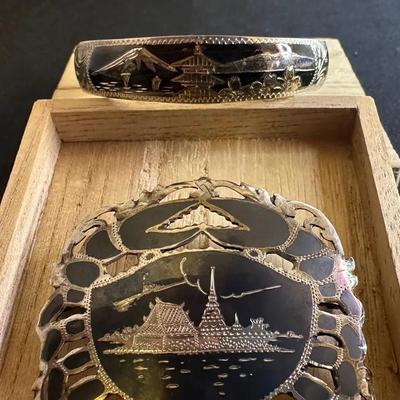 Siam Sterling Silver Brooch & Bracelet 
