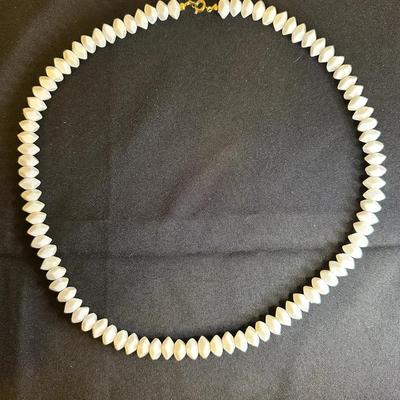 White Cone Bead Necklace - 24”