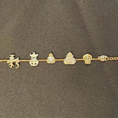 Asian-theme Pewter Charm Bracelet 