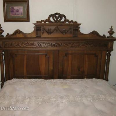 Antique French Renaissance Hand Carved Bed