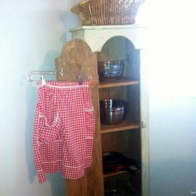 Primitive cabinet with red apron