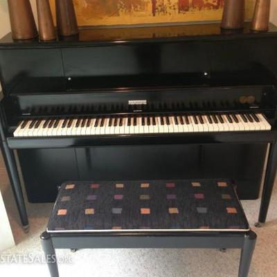 Upright black Steinway piano