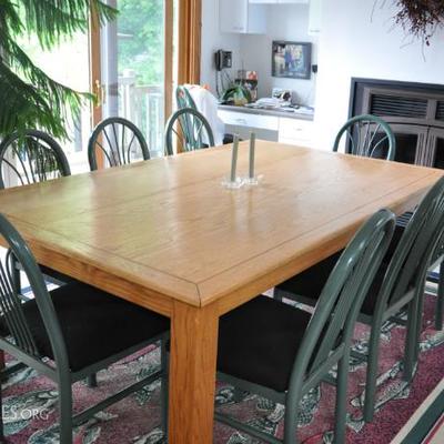 Oak Table and Nine Matching Chairs