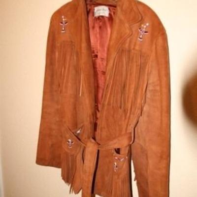 Beaded by hand in great condition suede leather jacket