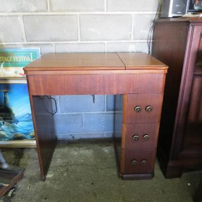 Vintage 1930s Solid Mahogany Sewing Machine Cabinet