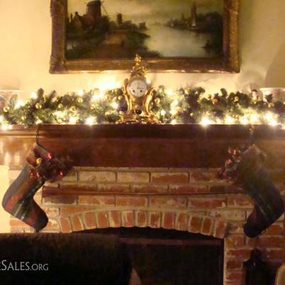 Fabulous Christmas decor ~ swags, mink trimmed stockings and fabulous pre-lit Christmas tree!