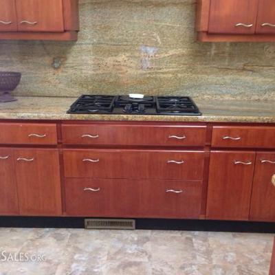 Dacor five burner gas stove top and cabinetry, hardware and counter tops for sale!
