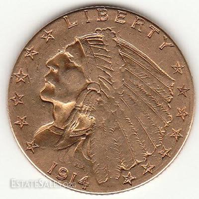 1914 2 1/2 dollars gold coin