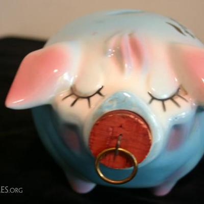 Corky the Pig vintage piggy bank by Hull Pottery