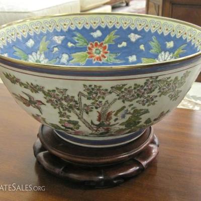 large, deep Chinese porcelain bowl