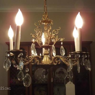Antique 5 Light Chandelier Made In Spain