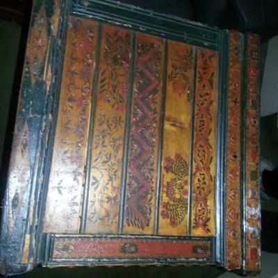 1870's 1880 Sailor's Gift Box/Chest Carved & Painted Original with saying see other photos