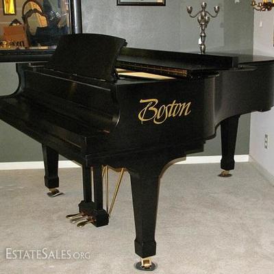 AWESOME 2007 Black Boston Steinway GRAND Piano (LIKE NEW) {Side View}