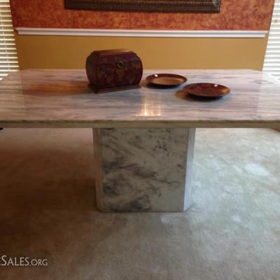 Mid Century Marble Pedestal Table - full view