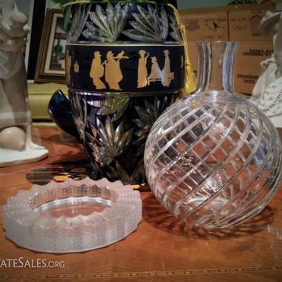 Baccarat Cyclades Vase and Lalique Ashtray