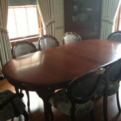 Cherry dining table and 8 chairs