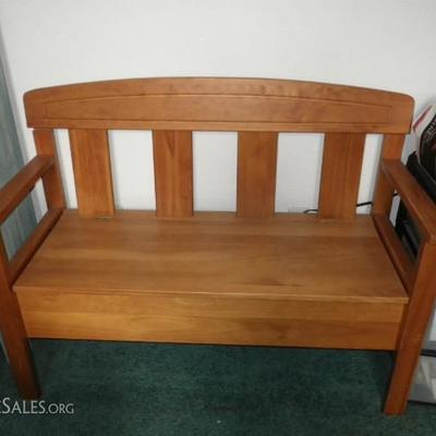 2 person wood bench with storage