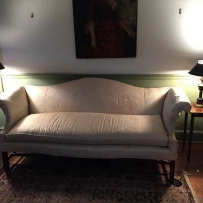 Chippendale style camelback sofa