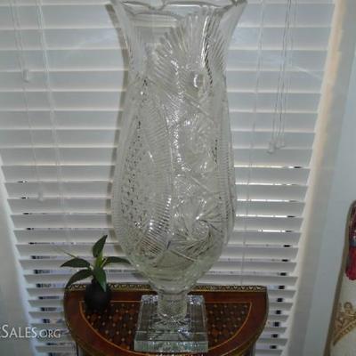 32 inch lead crystal vase signed, early 1960's, appraised in 2005, one-of-a-kind, will presale