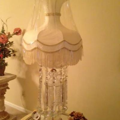 Antique Crystal & Silver Lamp