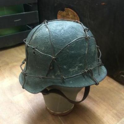 WWII M42 German helmet with European wire and original liner