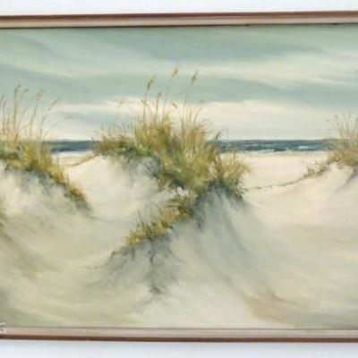 Framed Sea Landscape Oil on Canvas Artist Signed M. Jordon