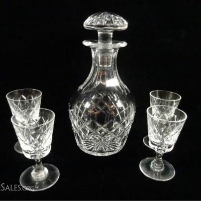 CARTIER CRYSTAL DECANTER WITH 4 GLASSES