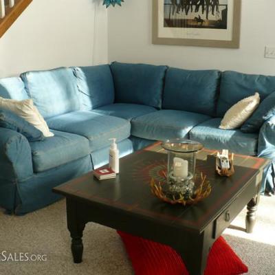 Gorman Furniture Blue Jean fabric down filled two piece couch