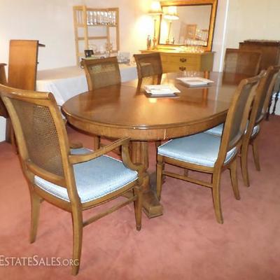 Dining Tables with 8 Chairs w/Robin's Egg Blue Cushions