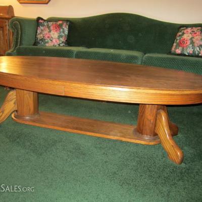 Solid Oak Trestle-Style Coffee Table