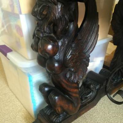 R.J. Horner Winged Griffin Mahogany Partners Desk HUGE