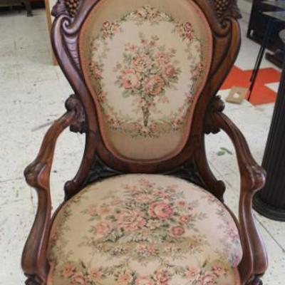 John Henry Belter Gentleman's Rosewood Arm Chair Rosalie Pattern with Grapes